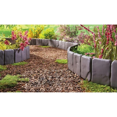 Plastový obrubník Strend Pro Garden, imitácia kameňa, 10 ks