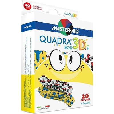 Quadra 3D Chlapci Dětské barevné náplasti 2 velikosti 20 ks