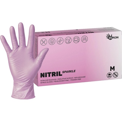 Espeon NITRIL SPARKLE nepudrované perleťovo ružové 100 ks