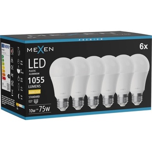 Mexen Nova 6x LED крушка E27, A60, 10W, Топла - 3000K, 1055 lm - L100-E27-1030-01x06 (L100-E27-1030-01x06)