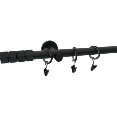KovovégarnýžeCZ Garnýž Craft modern 19 mm černá matná Jednořadá 180 cm Bez kroužků (na tunýlek)