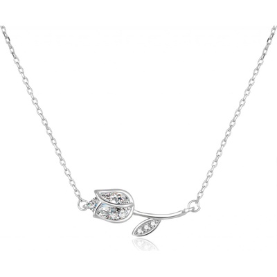 Beneto Romantický strieborný náhrdelník s čírymi zirkónmi AGS486 / 47L
