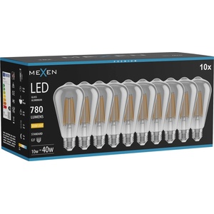 Mexen Vintis 10x LED нажежаема жичка, E27, ST64, 10W, Топло - 2700K, 780 lm, опушено стъкло (L152-E27-1027-70x10)