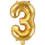 Party Deco Фолиев Балон Цифра, Златно, 35см - 3 (fb10m-3-019)