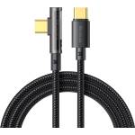 Mcdodo Кабел за данни - Mcdodo (CA-3400) - USB-C → USB-C, 90° дизайн, 100W, прозрачен дизайн, 5A, 1.2m - Черен