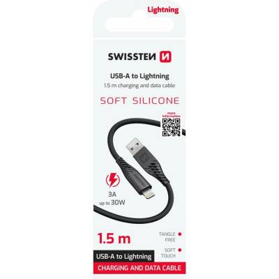 Swissten 71533010 Silicone USB / Lightning 30 W černý