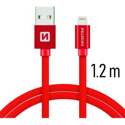 Swissten Nabíjecí a synchronizační kabel textile 0.2m / 1.2m / 2m červený Délka: 1,2m