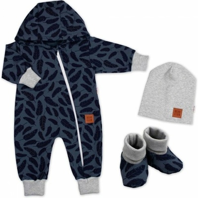 Rostoucí teplákový overal pro miminko čepice botky D Nature jeans pírka – Zboží Mobilmania