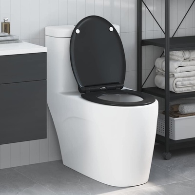 vidaXL Тоалетна седалка Черно 47 x 37, 5 x 3, 8 см Дуропласт (42002364)