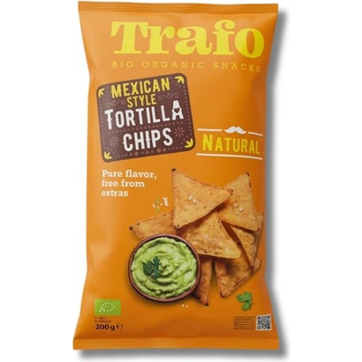 Trafo Bio Tortilla chipsy doplněk k dipům jako jsou guacamole salsa a sýrové omáčky 200 g