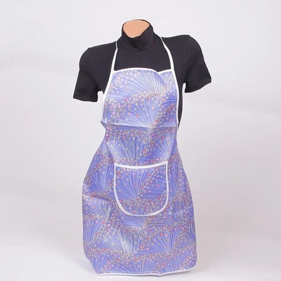 Готварска престилка в синьо с малки нежни цветенца