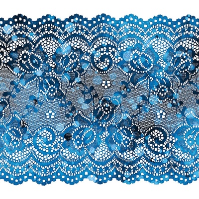 Takoy Elastická krajka 15 cm s potiskem modré 3D puntíky