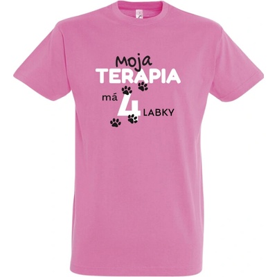 OZ Veselé labky tričko Moja terapia má 4 labky ružové