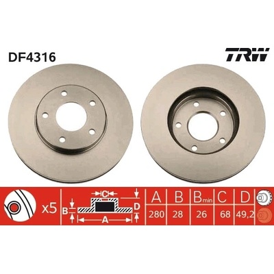 Brzdový kotúč TRW DF4316