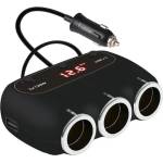  РАЗКЛОНИТЕЛ ЗА ЗАПАЛКА С ВОЛТМЕТЪР, 3 ГНЕЗДА, 2 x USB, ЧЕРЕН (CLP 2USB)