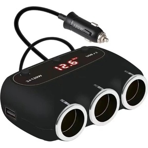  РАЗКЛОНИТЕЛ ЗА ЗАПАЛКА С ВОЛТМЕТЪР, 3 ГНЕЗДА, 2 x USB, ЧЕРЕН (CLP 2USB)