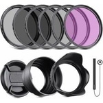 NEEWER lens filter set 40.5 mm UV CPL and ND filters (ND2, ND4, ND8) FLD filter, tulip-shaped aperture, collapsible rubber aperture, filter bag, seat belt and cleaning cloth - NW