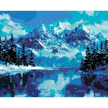 ZUTY RIEKA A HORY V ZIME Rámovanie bez rámu a bez vypnutia plátna Rozmer 80 x 100 cm