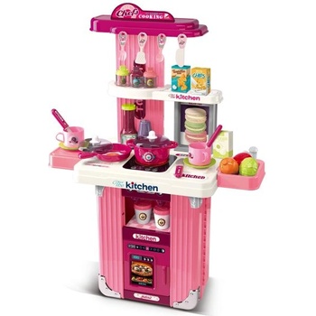 2в1 Куфар и кухня с аксесоари - розова