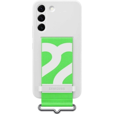 Samsung Silicone Cover With Strap EF-GS901TWEGWW - оригинален силиконов кейс с ластик против изпускане за Samsung Galaxy S22 (бял)