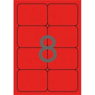 Etikety, 99,1x67,7 mm, farebné, zaoblené rohy, APLI, neónové červené, 160 etikiet bal