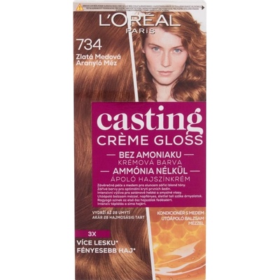 L’Oréal Casting Crème Gloss barva na vlasy 734 zlatá medová