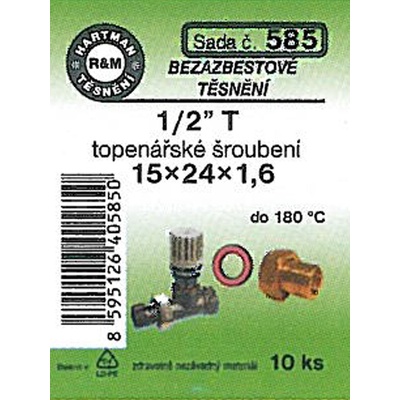 HARTMAN těsnění bezazbestové 1/2" T 15*24 topenářské šroubení, sada č. 585 – Hledejceny.cz
