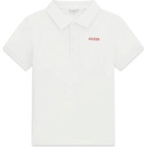 GUESS Поло тениска за момче в бял цвят с малък надпис Guess