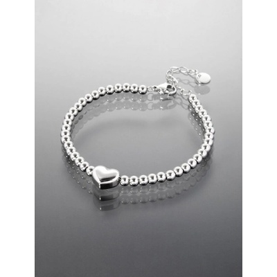 Prosperk korálkový náramek z oceli se srdíčkem stříbrný S3405