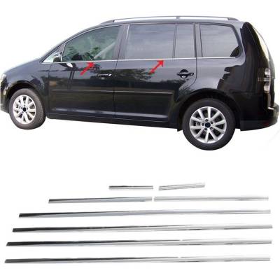Nerez chróm spodnej lišty okien Omtec VW Touran 2003-2010 8 ks