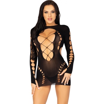 Image 1 of Leg Avenue Long Sleeve Cut Out Mini Dress Black