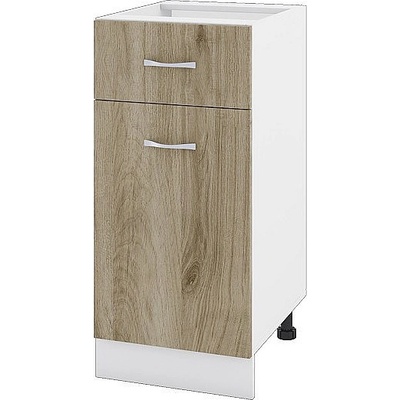 ИРИМ Долен шкаф с чекмедже и врата Сити БДА-24 бяло гладко / дъб сонома арвен 40 см