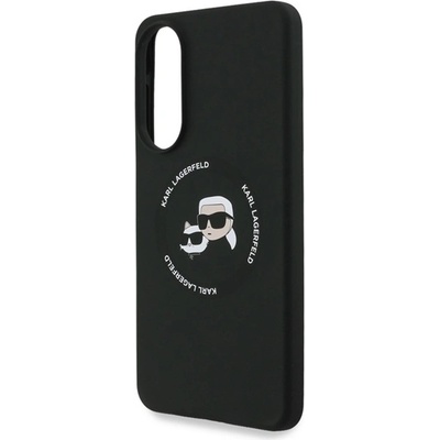 CG Mobile Samsung S25 Edge KARL LAGERFELD ТЕЧЕН СИЛИКОН ДВОЙНИ ГЛАВИ MAGSAFE силиконов протектор за телефон, устойчив на удар, MagSafe, ЧЕРЕН KLHMS25ESKCHTCK (KLHMS25ESKCHTCK)