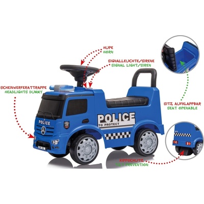 JAMARA Dětské odstrkovadlo Mercedes-Benz Antos Police 2 v 1