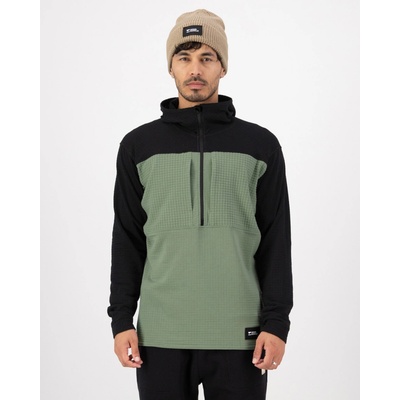 MONS ROYALE OFFGRID MERINO FLEECE 1/2 ZIP LONG SLEEVE willow black