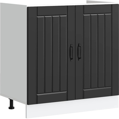 vidaXL Шкаф за мивка, Lucca, черен, инженерно дърво (853688)
