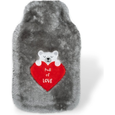SOXO Sivý termofor VEĽKÝ 1,8l ohrievač v plyšovom obale full of love nápad na darček