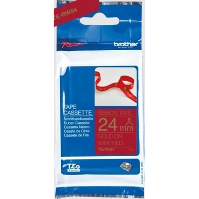 páska BROTHER TZeRW54 zlaté písmo, vínovo-červená stužková páska Tape (24mm) (TZERW54)