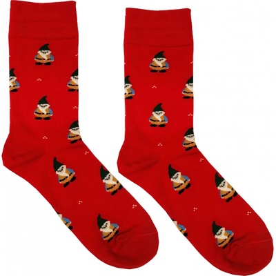Aura.Via pánske vianočné ponožky SF6699 vianoční škriatkovia Červená