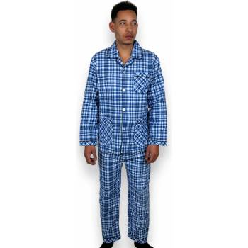 C-Lemon pánské pyžamo dlouhé propínací flanel modré