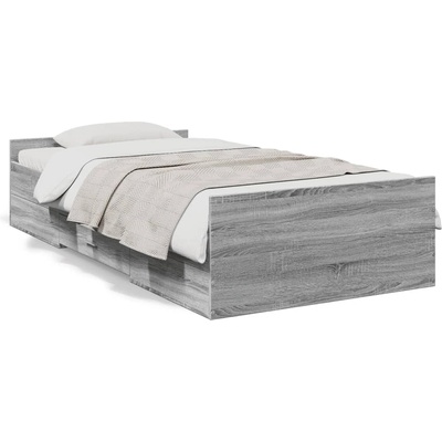vidaXL Рамка за легло с чекмеджета, сив сонома, 90x190 см (3280347)