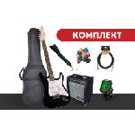 ARROW Комплект електрическа китара Arrow Tonecaster ST 111 Abyss Black R/W, Jeremi GA-10 (11695)