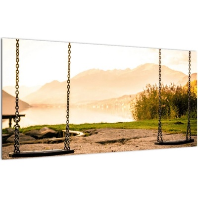 Skleněný obraz houpačky v přírodě, jednodílný 100x50 cm na skle