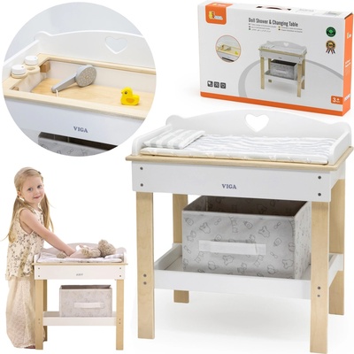 Viga Toys prebaľovací pult 2v1 Vanička pre bábiku