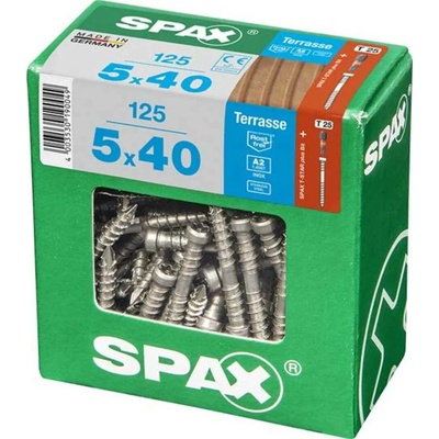 Spax Terasový vrut s válcovou hlavou T-Star plus T25, ocel A2, 5 x 40 mm, 125 ks
