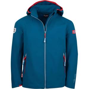 TROLLKIDS Детско ежедневно яке Trollkids Kid's Kvalvika Jacket Softshell jacket - Petrol / Spicy Red - размер 152 (EU) (703-2691-0318)