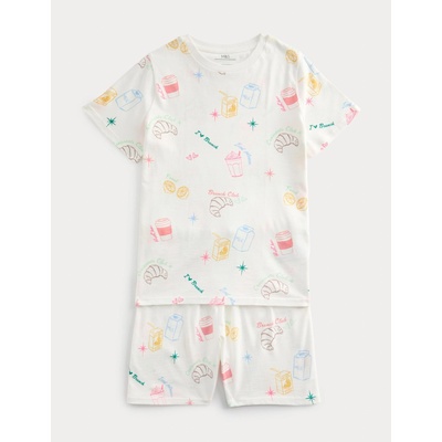 Marks & Spencer Пижама от чист памук с графика за закуска (1-16 години) Marks & Spencer кремава Marks & Spencer | Bezhov | Момчешки | 7-8 години