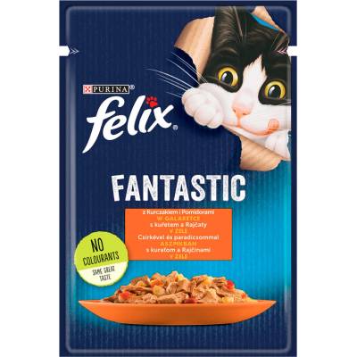 Felix Fantastic Pouches kuřecí a rajčata 52 x 85 g