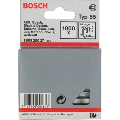 BOSCH Úzke sponky do sponkovačky, typ 55 6 x 1,08 x 14 mm (1000 ks) 1609200371