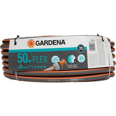 GARDENA Comfort FLEX hose 19 mm (3/4 inch), 50 m: dimensionally stable, flexible garden hose with power grip profile, made of high-quality spiral fabric, 25 bar burst pressure, without system parts (18055-20)